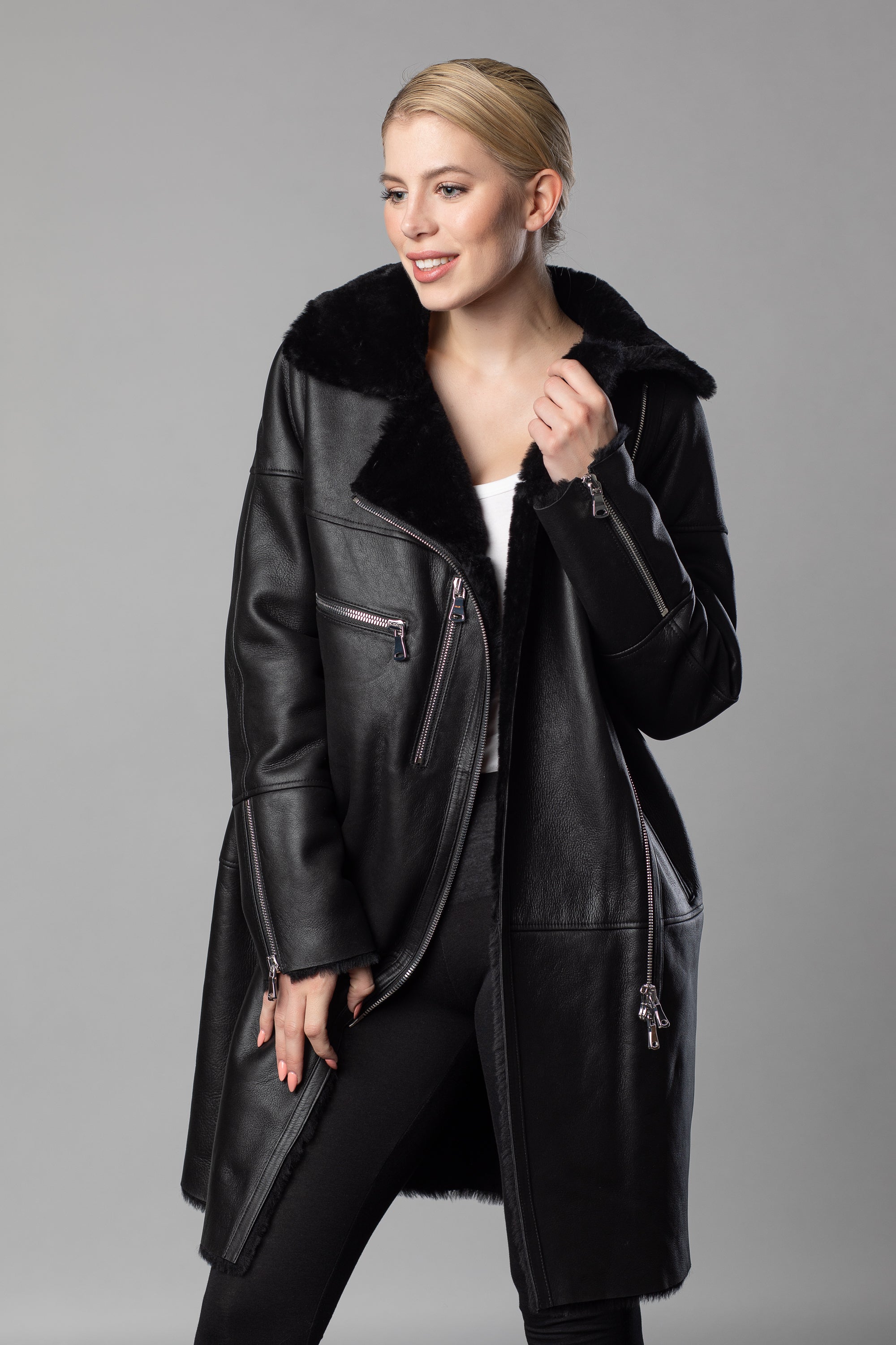 Lammfellmantel Merino Leder - CLASSIQUE ROCK - Ma Veston